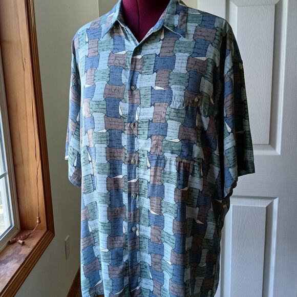 Pierre Cardin Mens Large Short Sleeve Casual Button up geometric print shirt - Picture 2 of 14